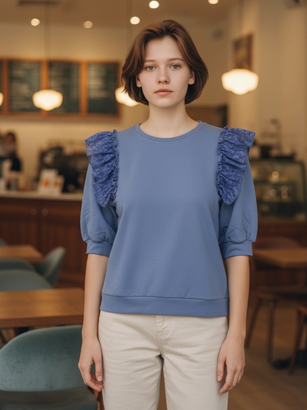 Nicole Miller Ruffle Short Sleeve Top, Size XL - NWT